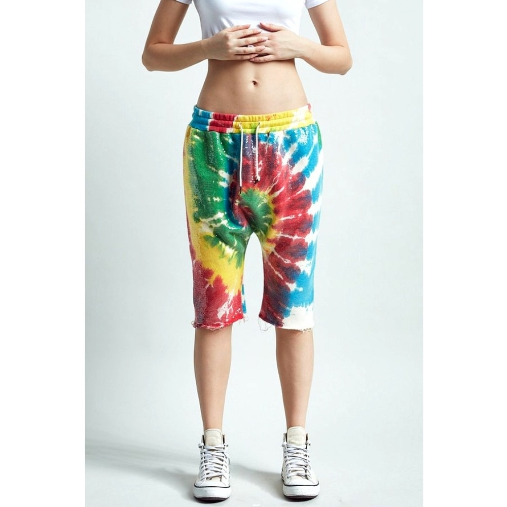 R13 Sequin Tie Dye Sweat Jadper Long Sweat Shorts Unisex